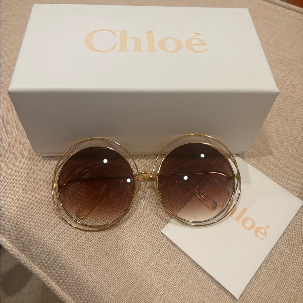 Chloé Gold Frame Sunglasses with Brown Lenses